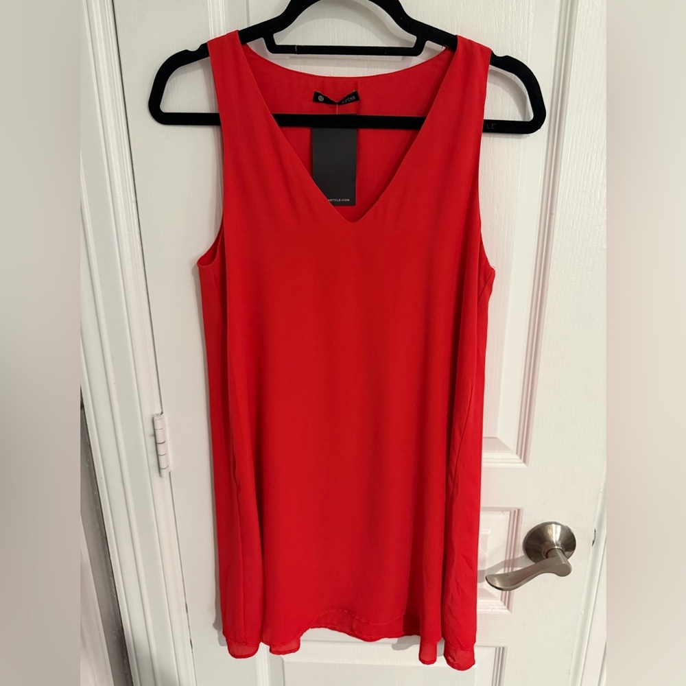 Krisa Elegant Red Sleeveless Dress